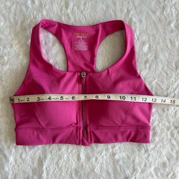 Tek Gear Pink Racerback Sports Bra Front Zipper Closure & Removable Pads Small - Picture 2 of 5